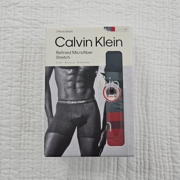 Calvin Klein Boxer Briefs (3 pack) Men's L 36-38 Refined Microfiber Stretch NIB - Picture 1 of 15